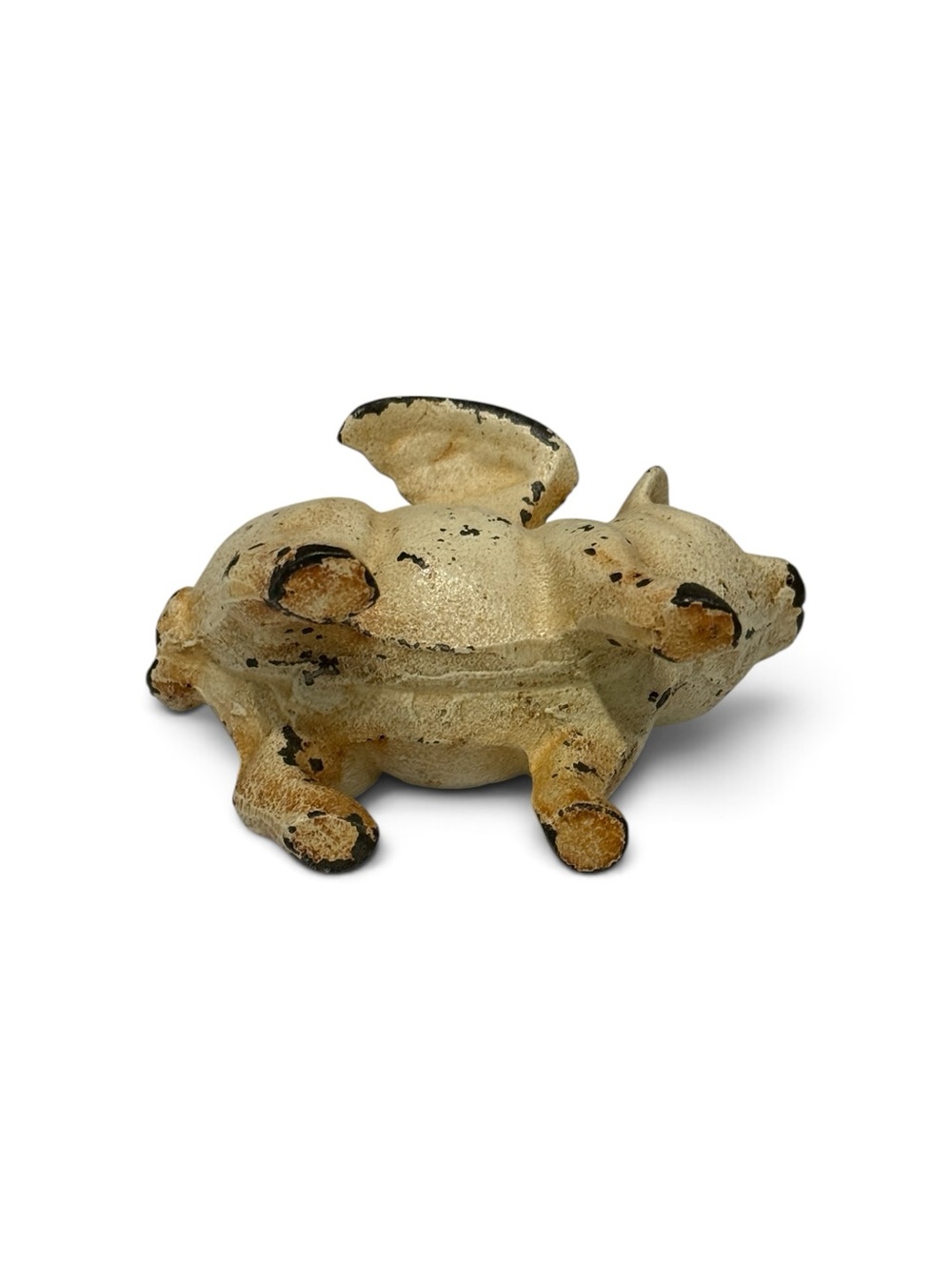 ❌RESERVED❌Cast Iron Flying Piggy Bank Figurine in Chippy Cream - Picture 8 of 12